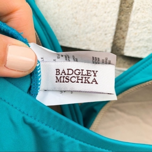 Badgley Mishka Peacock Drape Sash Maillot Swim Suit - Picture 10 of 10